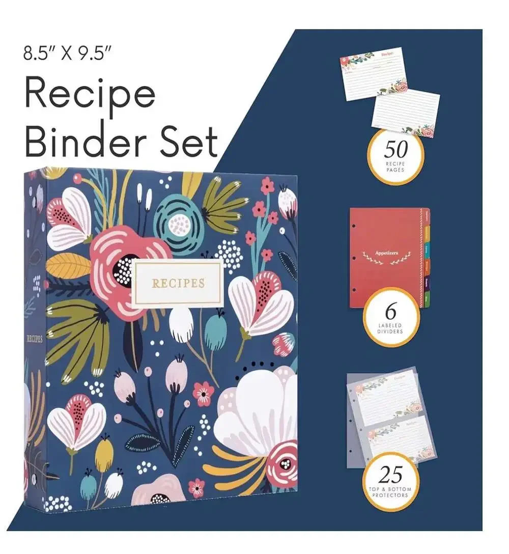 Jot & Mark Garden Floral 3-Ring Recipe Binder Organizer Set